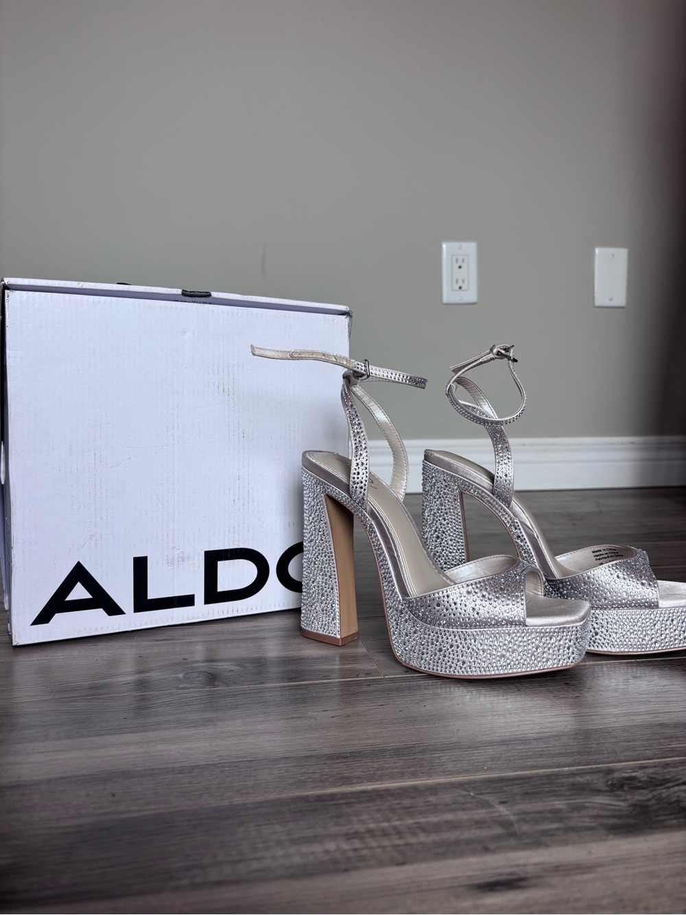 ALDO Silver Sparkle Platform Block-Heels